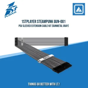 1STPLAYER STEAMPUNK GUN-001 PSU SLEEVED EXTENSION CABLE KIT (GUNMETAL GRAY)