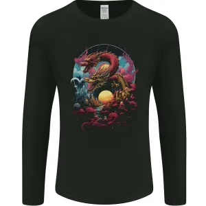 2 Sunset Fantasy Dragons Mens Long Sleeve T-Shirt