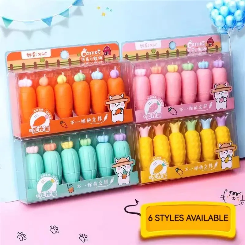6 Pieces Melon Shape Fluorescent Highlighters Creative Doodle Pens
