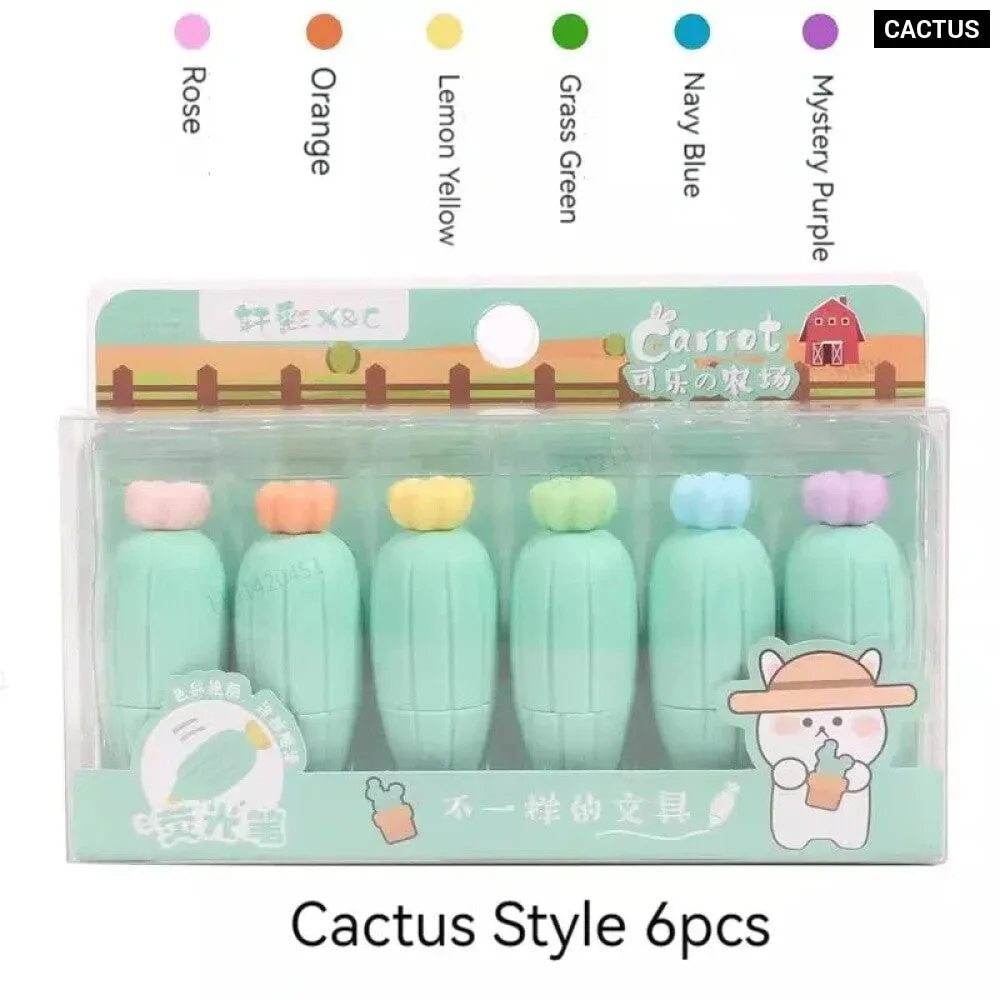 6 Pieces Melon Shape Fluorescent Highlighters Creative Doodle Pens