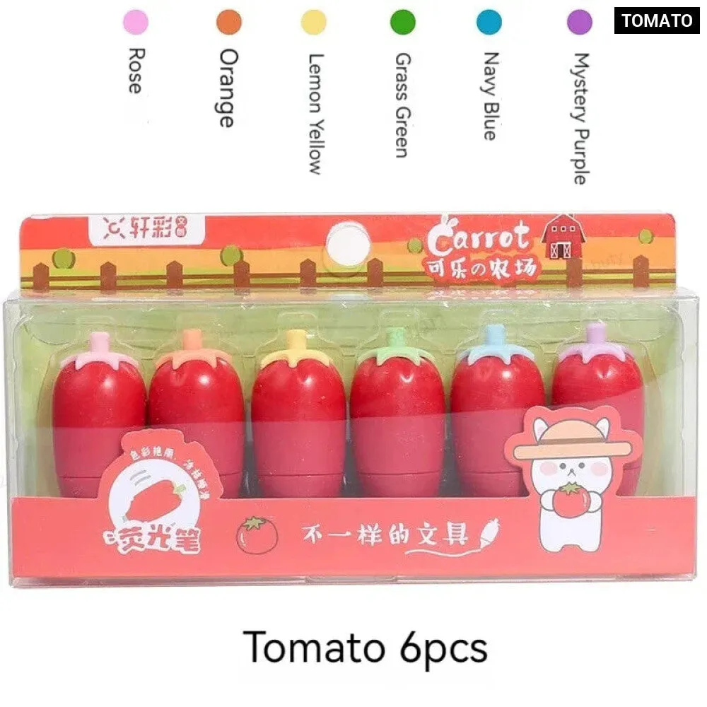 6 Pieces Melon Shape Fluorescent Highlighters Creative Doodle Pens