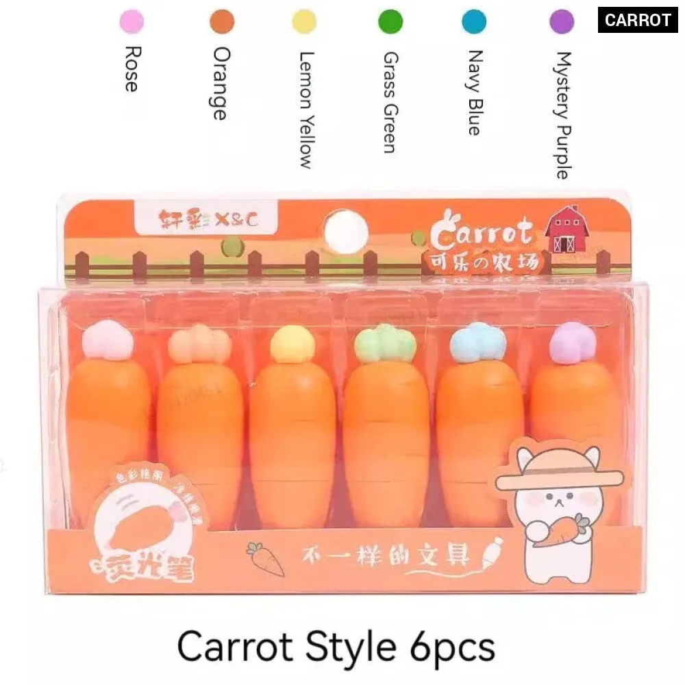 6 Pieces Melon Shape Fluorescent Highlighters Creative Doodle Pens