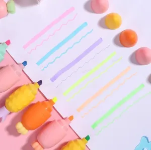 6 Pieces Melon Shape Fluorescent Highlighters Creative Doodle Pens