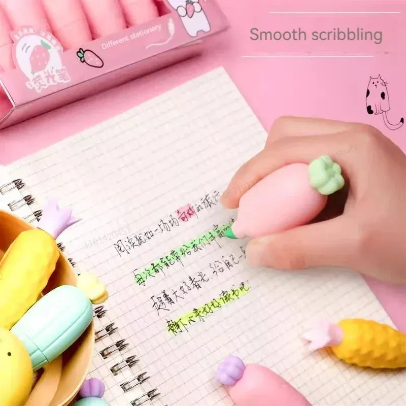 6 Pieces Melon Shape Fluorescent Highlighters Creative Doodle Pens