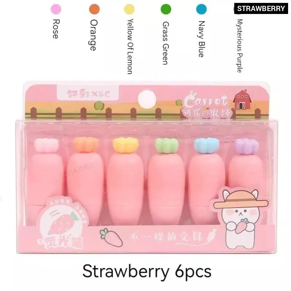 6 Pieces Melon Shape Fluorescent Highlighters Creative Doodle Pens