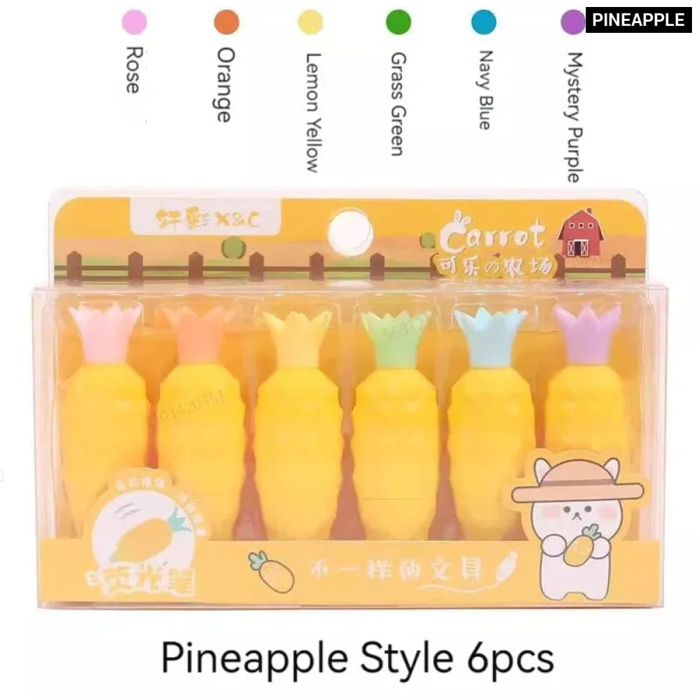 6 Pieces Melon Shape Fluorescent Highlighters Creative Doodle Pens