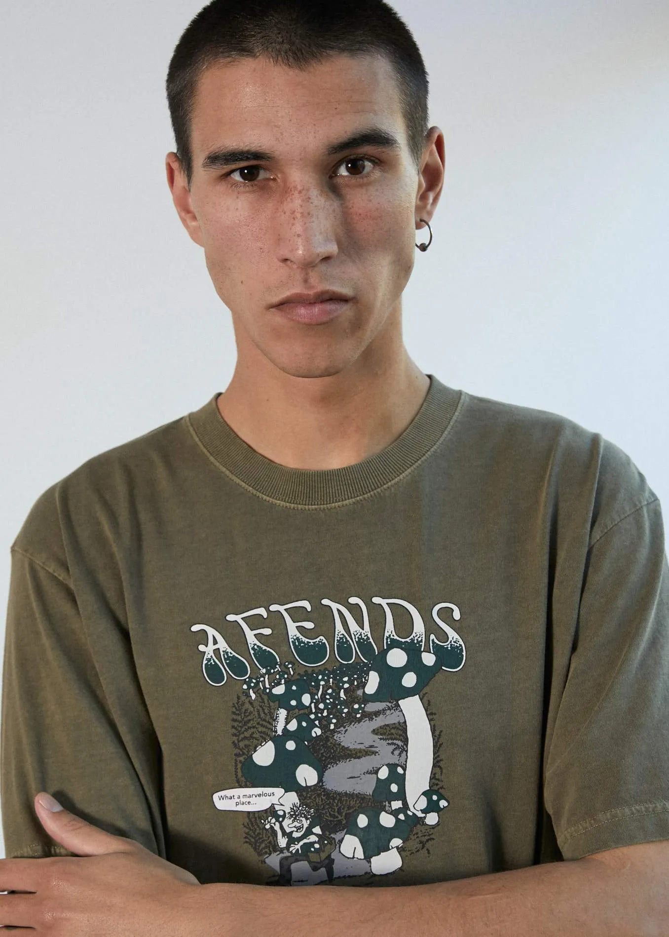 Afends Mens Kaleidoscope - Retro Fit Tee - Covert Green