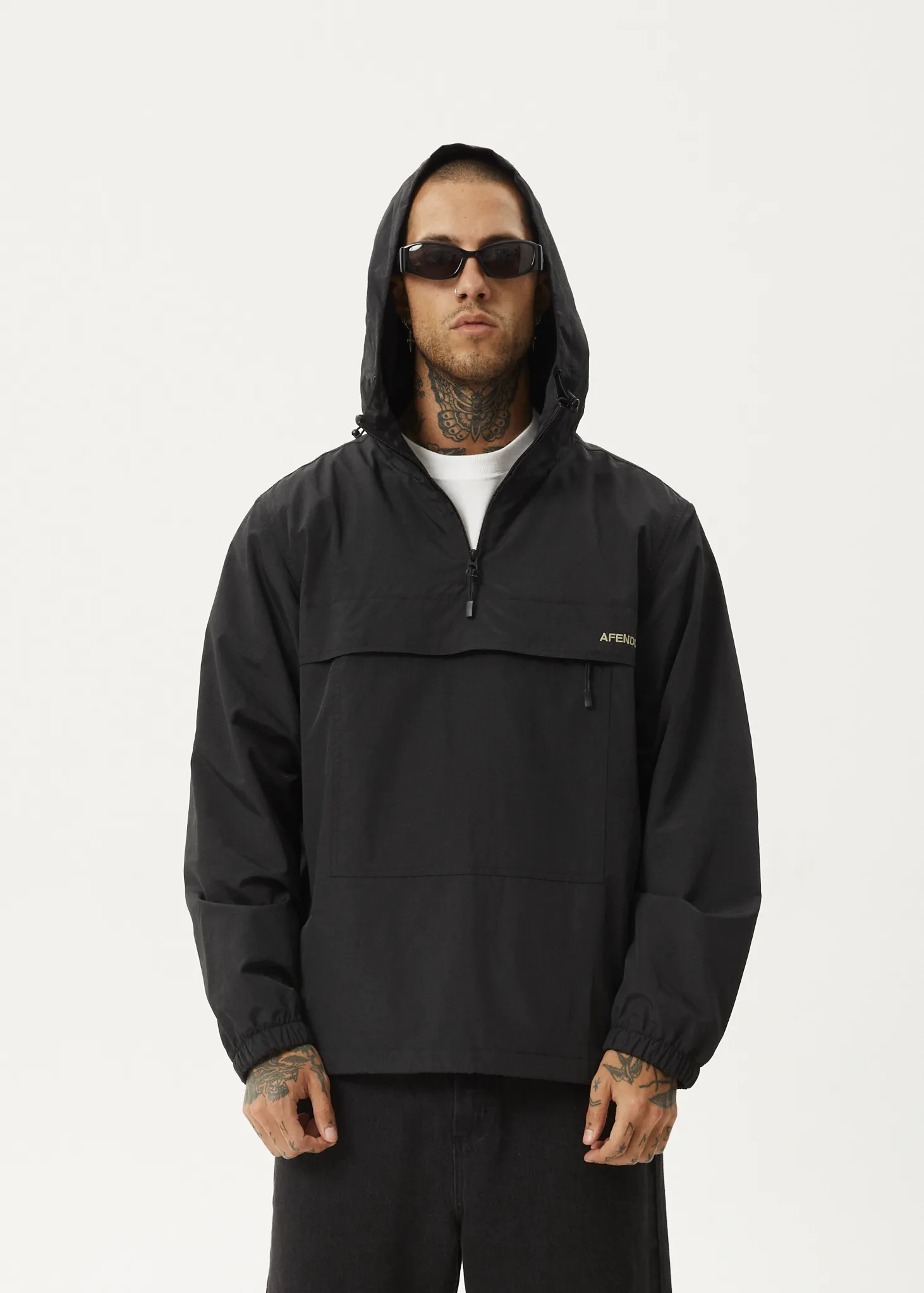 AFENDS Mens System - Water Resistant Spray Anorak Jacket - Black