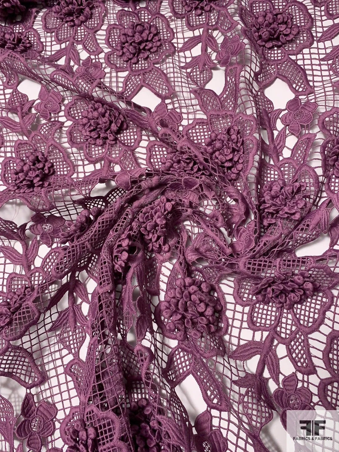 Anna Sui 3D Floral Polyps Guipure Lace - Mauve