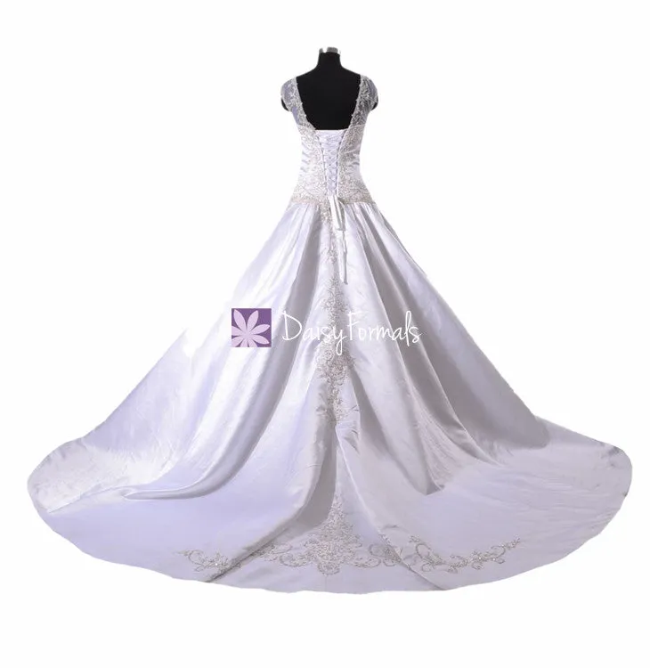 Appealing Modest Wedding Dress Luxury Embroidery Ball Gown Bridal Gown (WD8759)