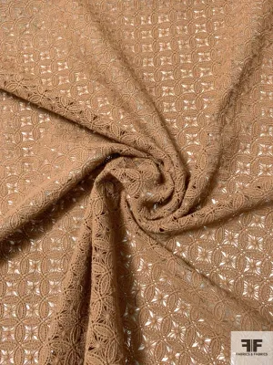 Art Deco Circles Guipure Lace - Latte Brown