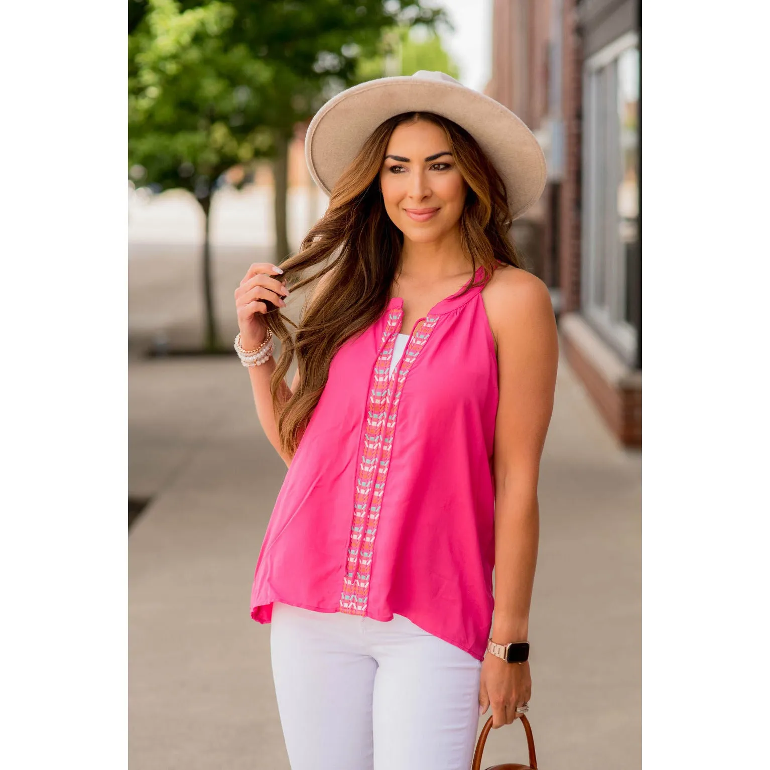 Aztec Stitched Halter Tank
