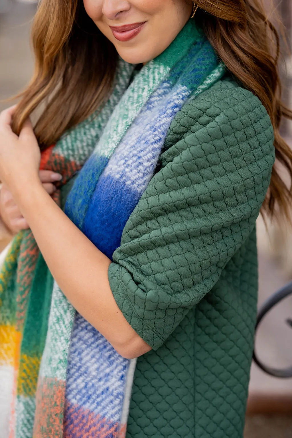 Bold Textured 3/4 Sleeve Dress