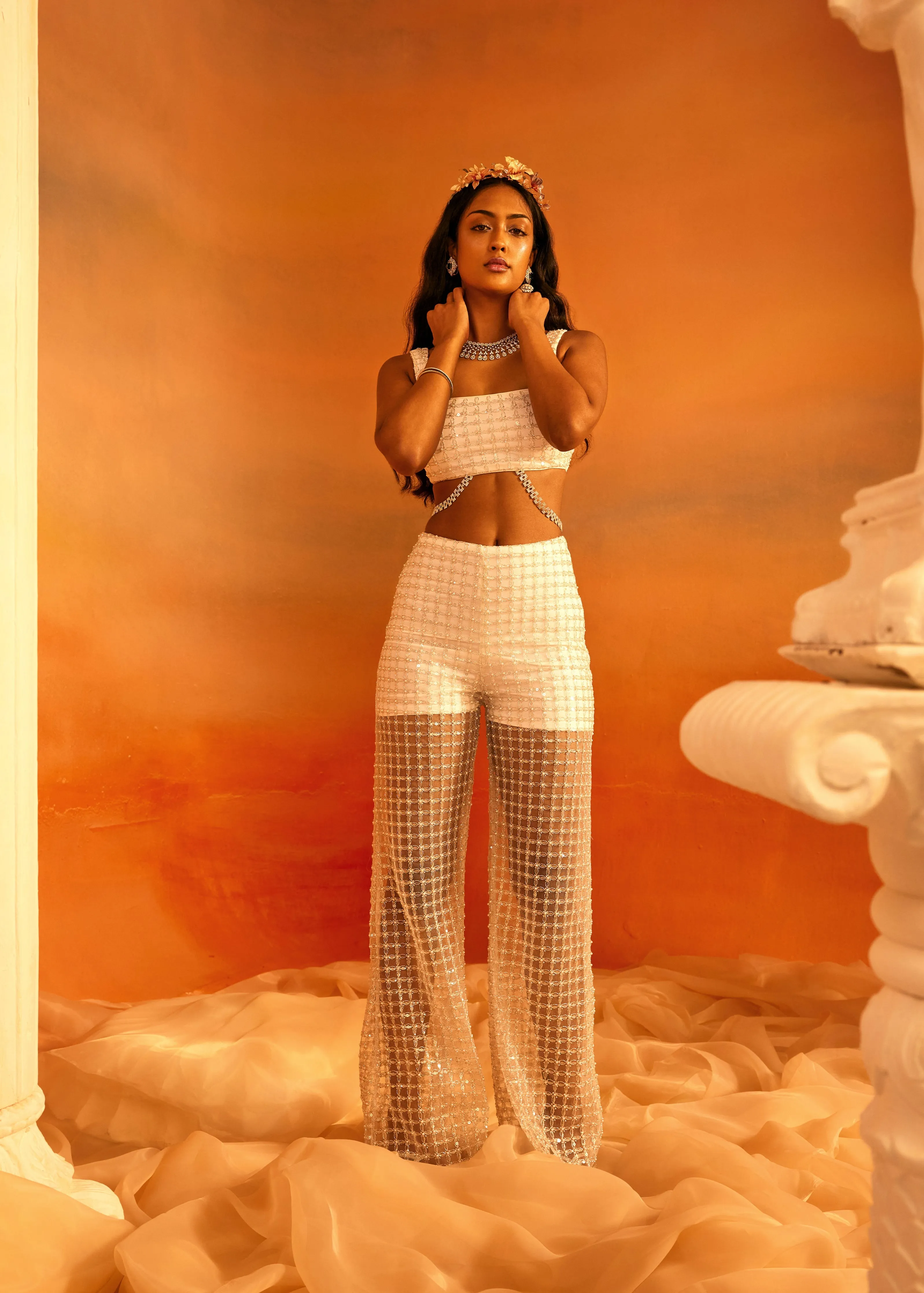 Chandni White Hand Embroidered Coord Set