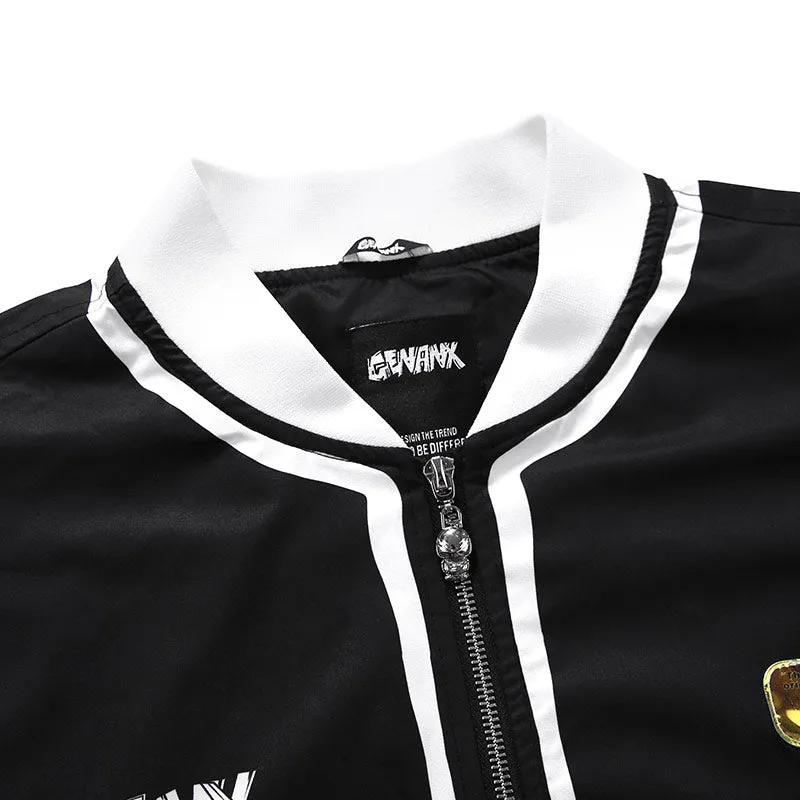 Comic Black And White Graffiti Print Baseball Couple Jacket
