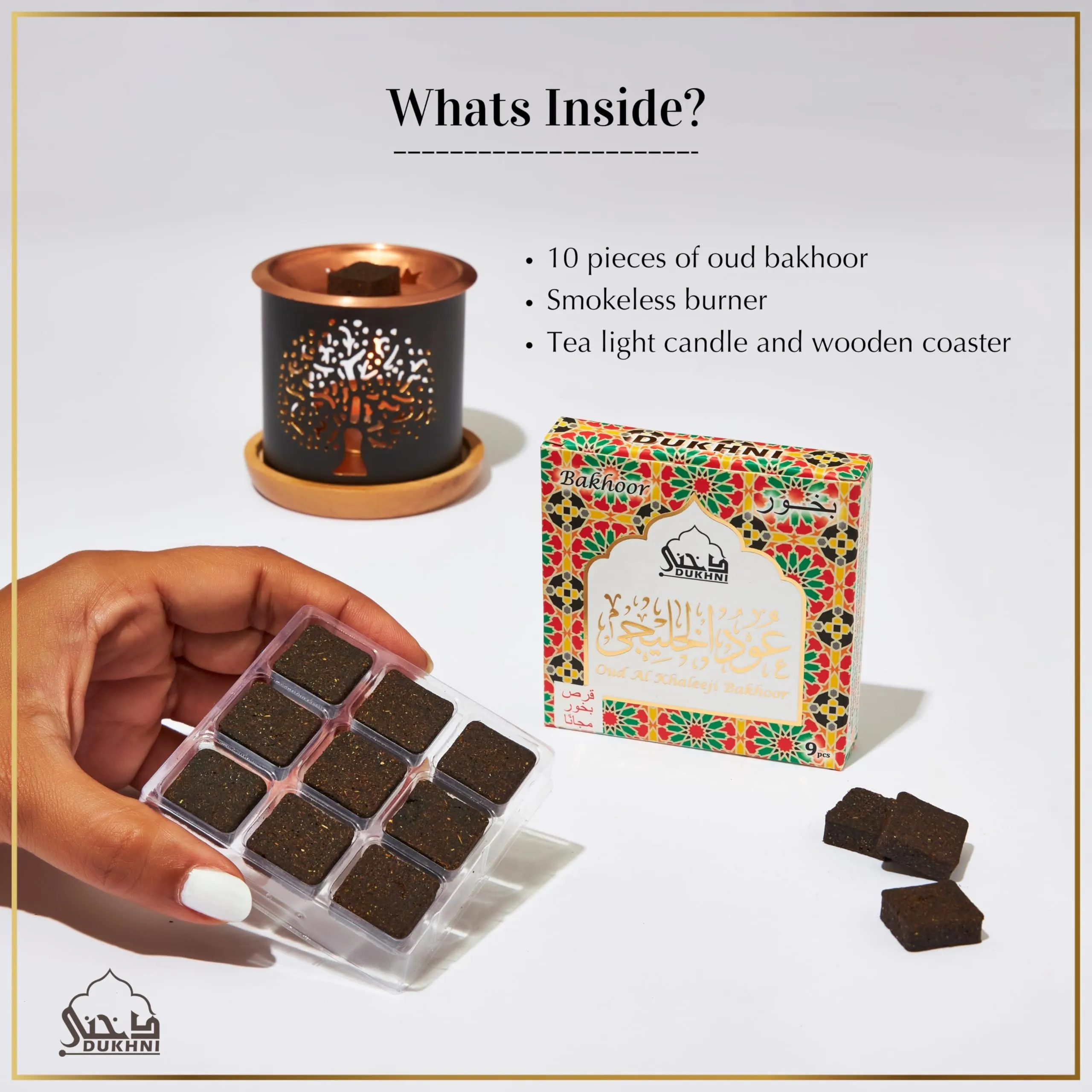 Dukhni Oud Al Khaleeji Bakhoor (Small) & Free Tree of Life Exotic Incense Burner