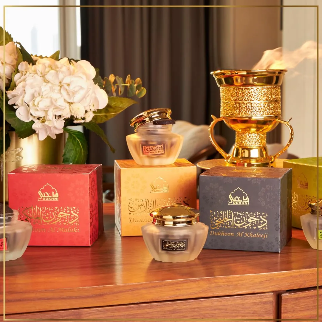 Dukhoon Al Khaleeji Oud Bakhoor عود بخور خليجي by Dukhni | Authentic Arabic Bakhoor Incense | 40 gm jar | Handmade, Luxurious | Zesty Oriental Blend | Perfect for Prayer, Ramadan & Eid Gift Hampers