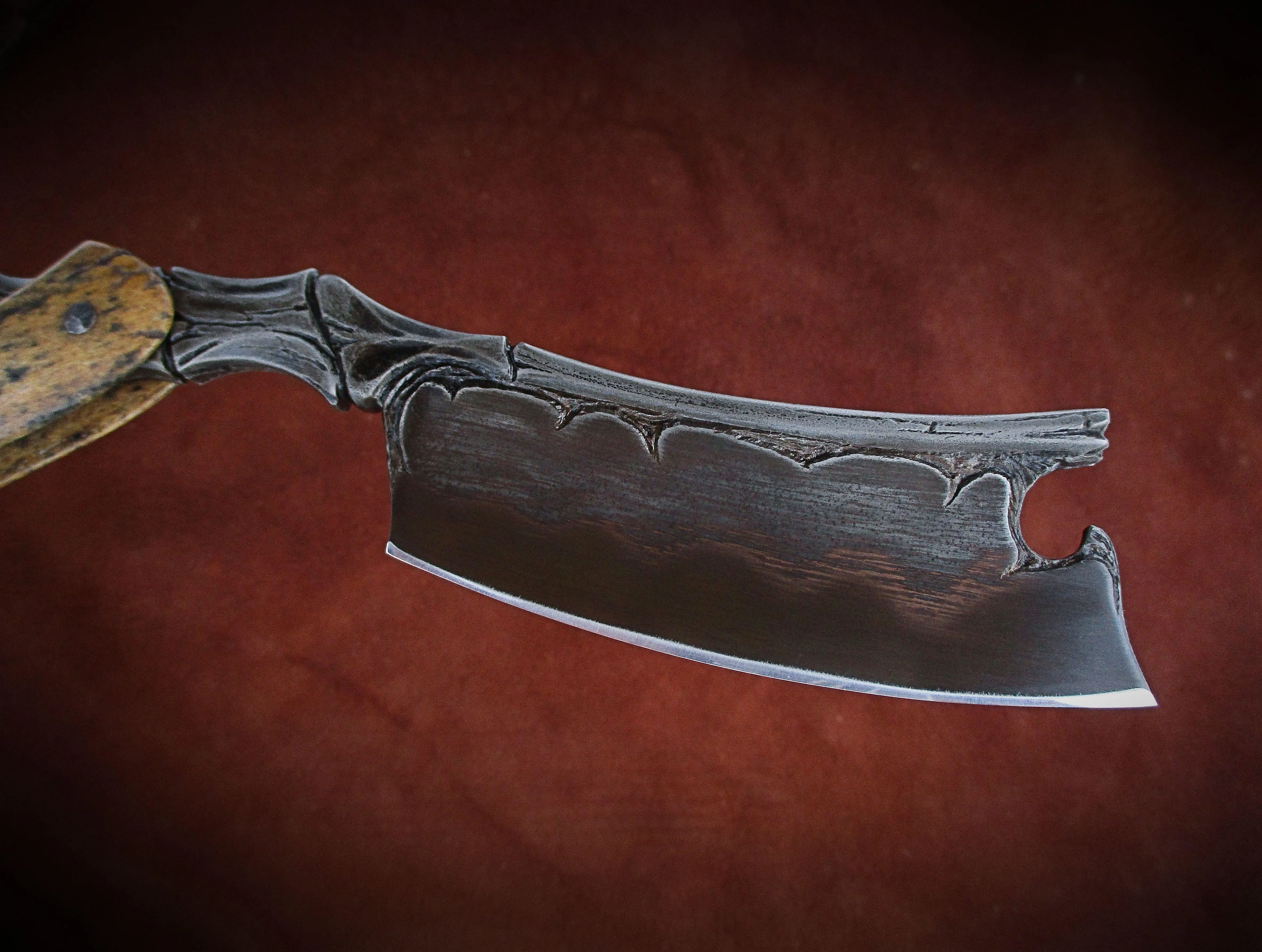 Dylan Farnham Fossil Wal - rus Bone Handle Custom Straight Razor