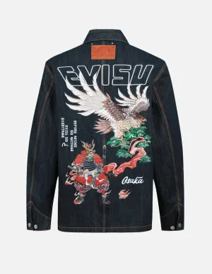 Eagle and Samurai Embroidery Retro Denim Jacket