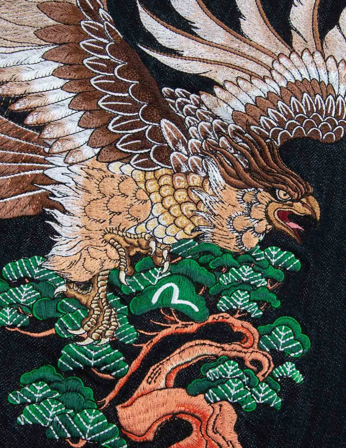 Eagle and Samurai Embroidery Retro Denim Jacket
