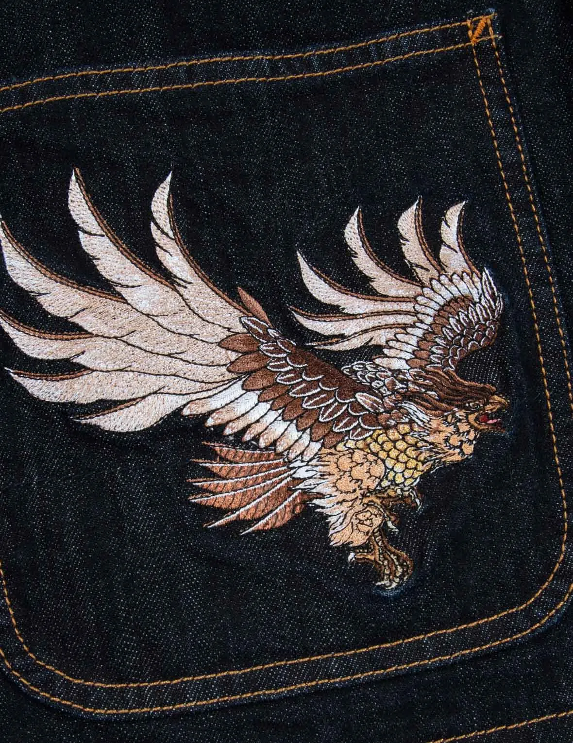 Eagle and Samurai Embroidery Retro Denim Jacket