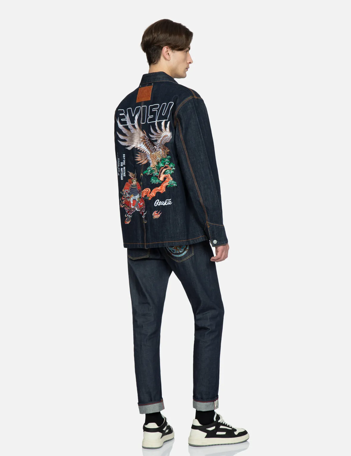 Eagle and Samurai Embroidery Retro Denim Jacket