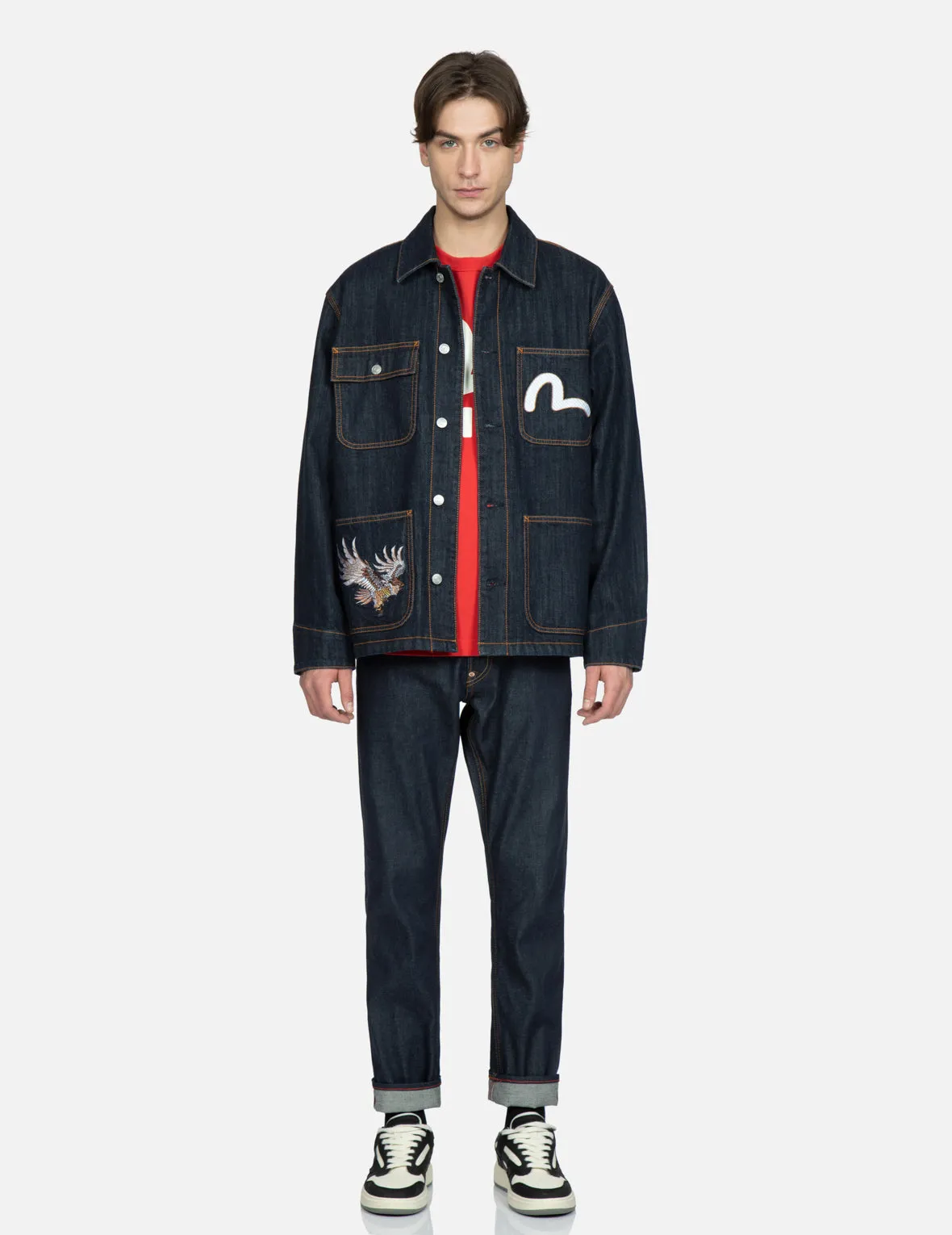 Eagle and Samurai Embroidery Retro Denim Jacket