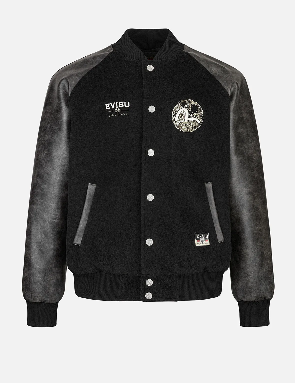 Ebisu and Seagull Embroidery Relax Fit Padded Varsity Jacket