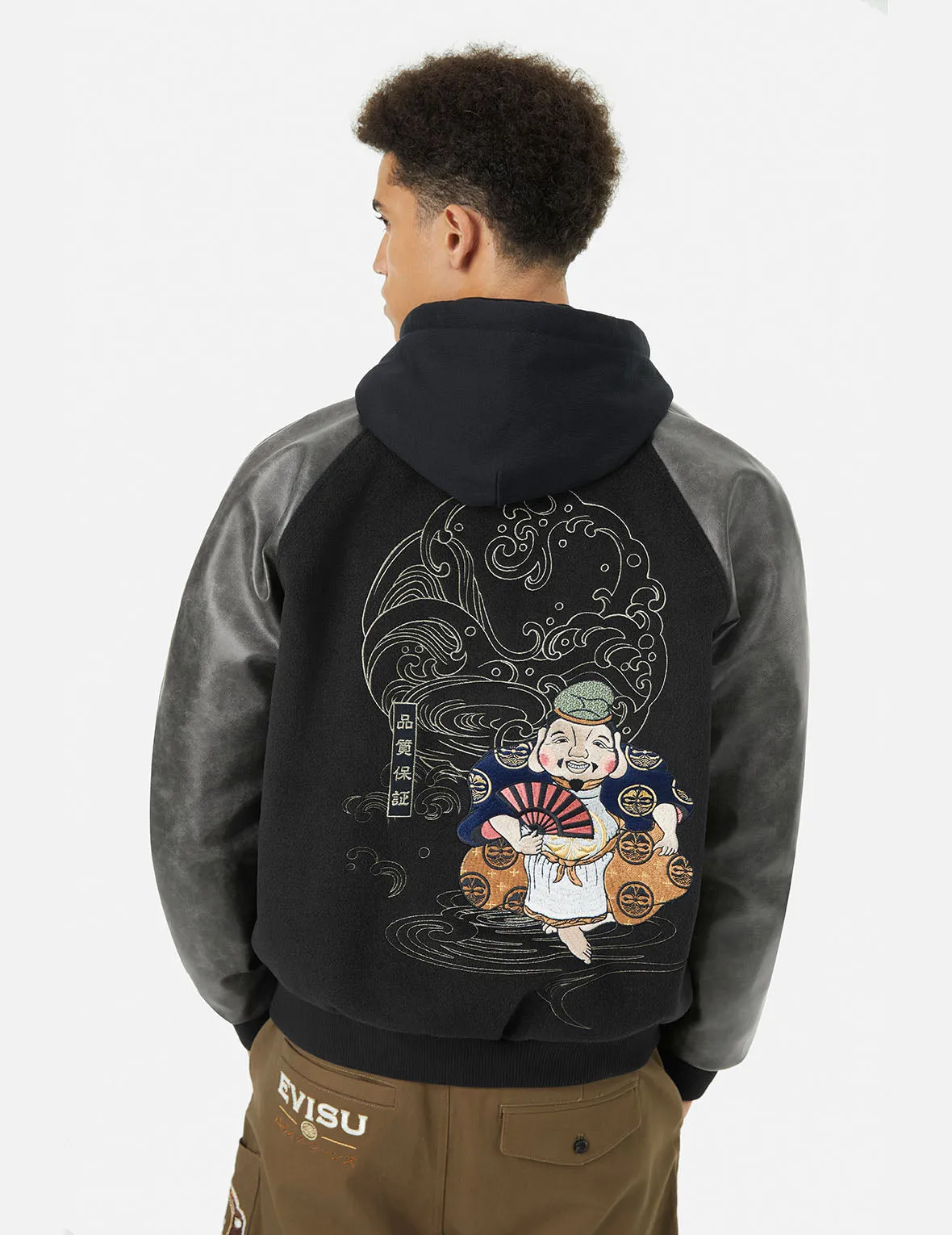 Ebisu and Seagull Embroidery Relax Fit Padded Varsity Jacket