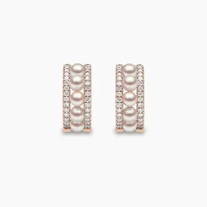 Eclipse 18K Gold Akoya Pearl and Diamond Hoop Starlit Earrings