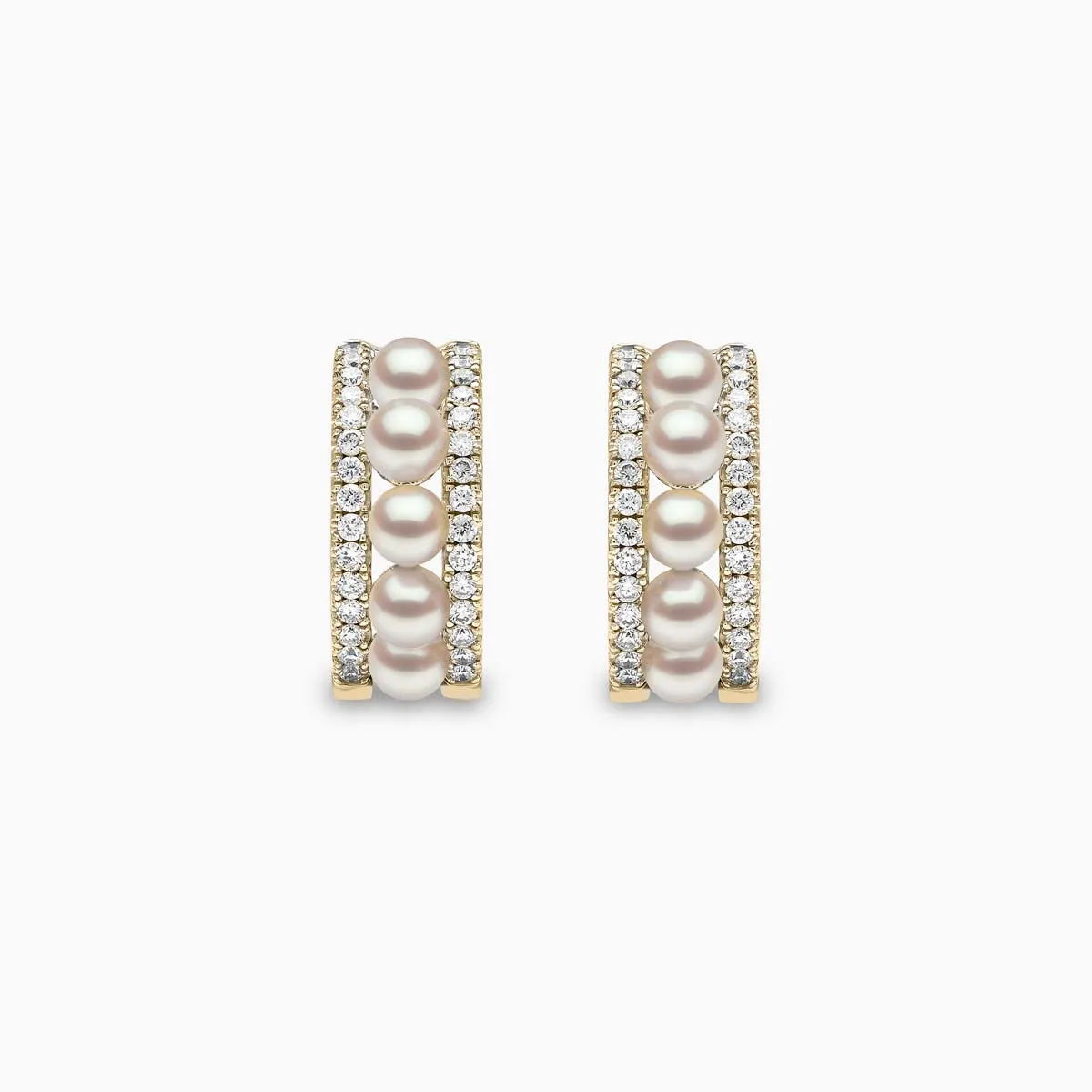 Eclipse 18K Gold Akoya Pearl and Diamond Hoop Starlit Earrings