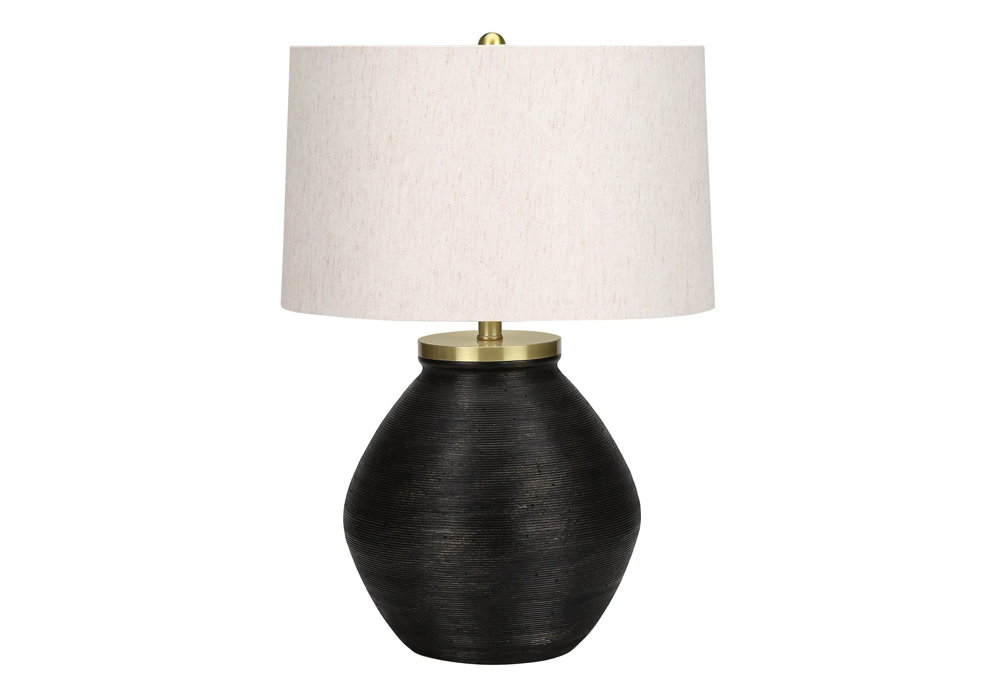 Eclipse Glow - 25"H Black Concrete Table Lamp with Ivory / Cream Contemporary Shade