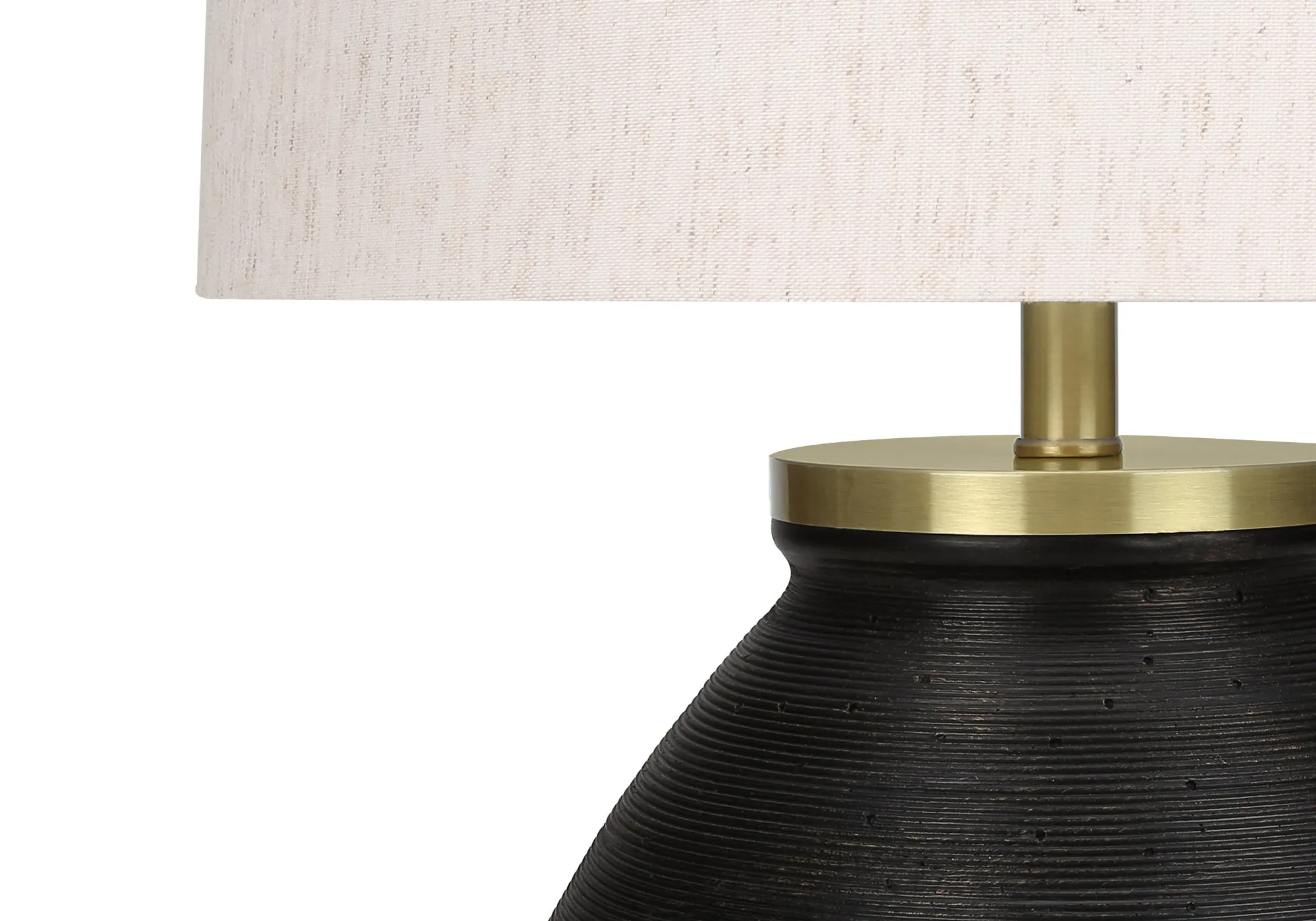 Eclipse Glow - 25"H Black Concrete Table Lamp with Ivory / Cream Contemporary Shade