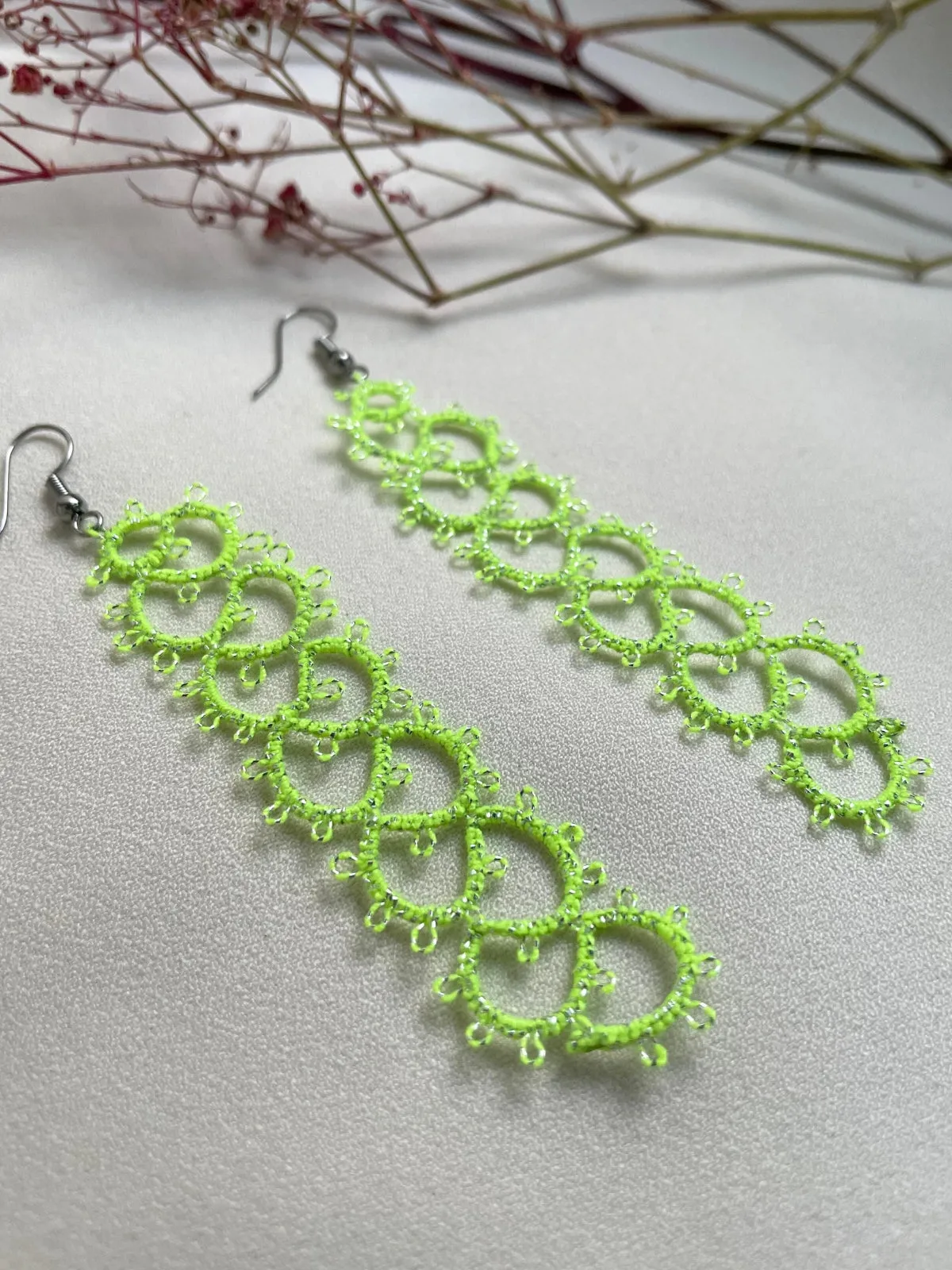 Fluorescent Lime Glow Earrings