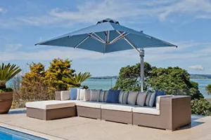 Frankford 883ECU 10' x 10' Square Eclipse Crank Lift Cantilever Outdoor Market Umbrella