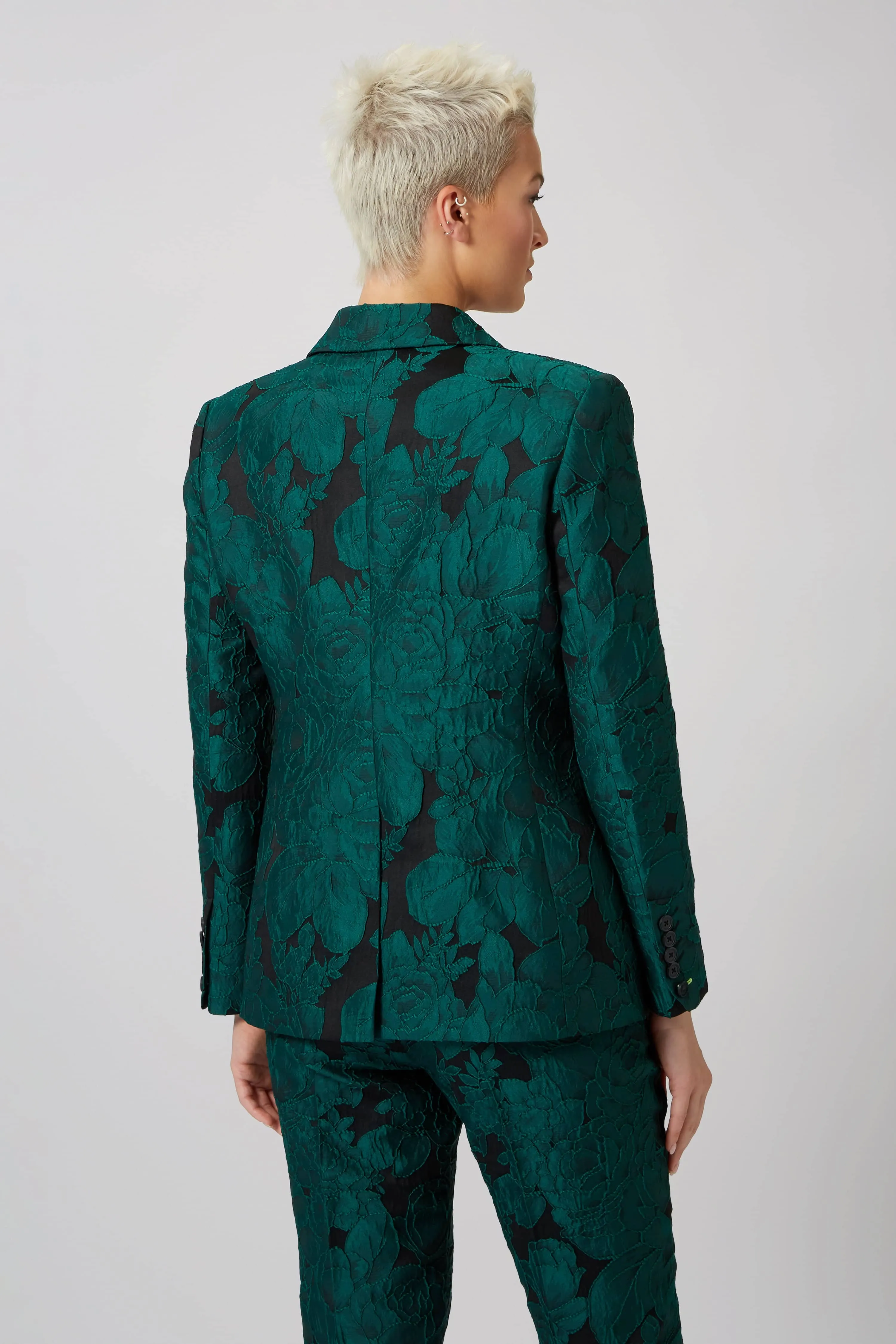 Gillian Skinny Fit Green Floral Suit
