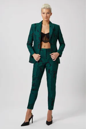 Gillian Skinny Fit Green Floral Suit