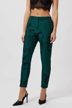 Gillian Skinny Fit Green Floral Trousers