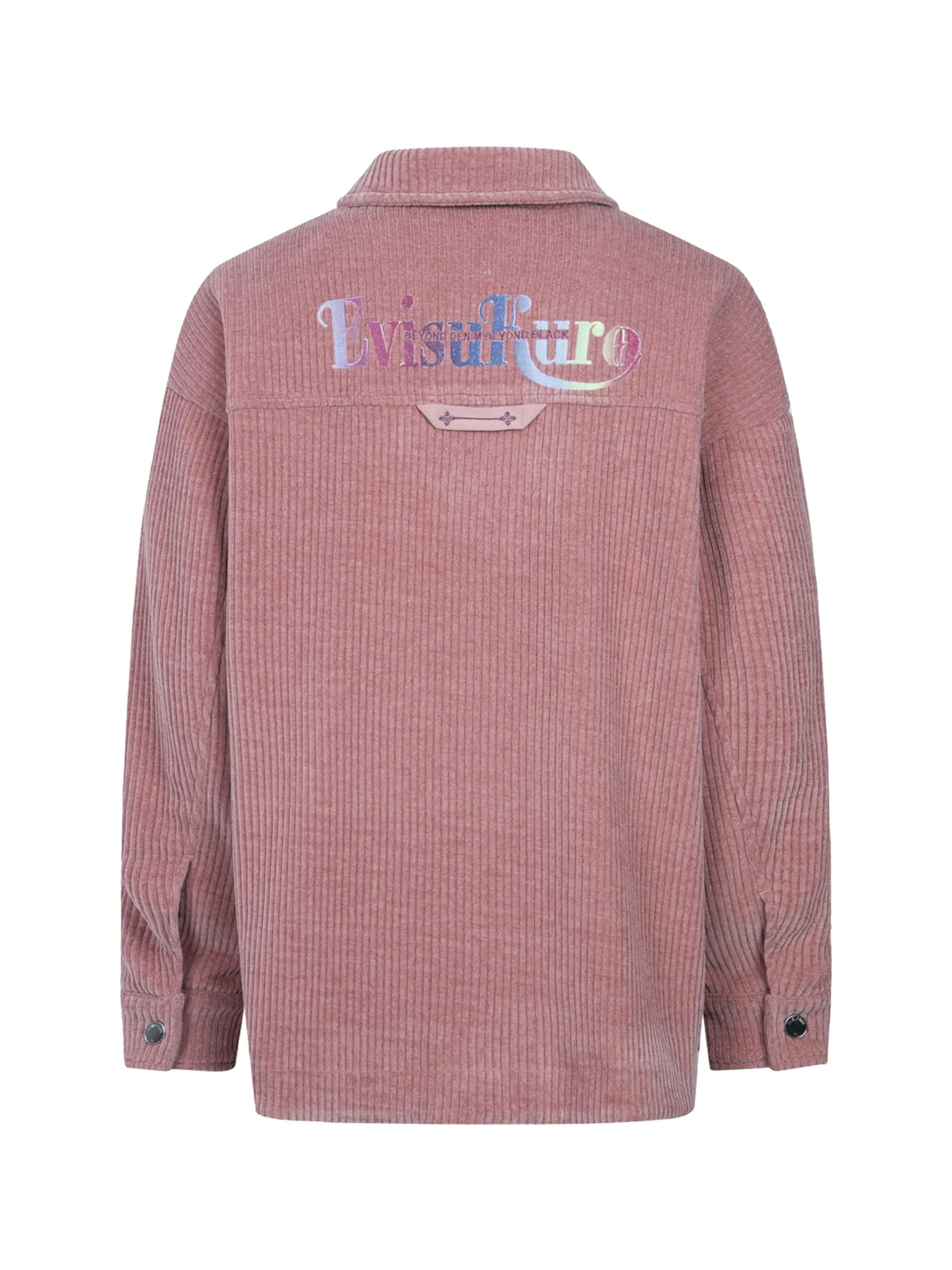 Gradient Shimmering Logo Print Oversized Corduroy Shirt Jacket