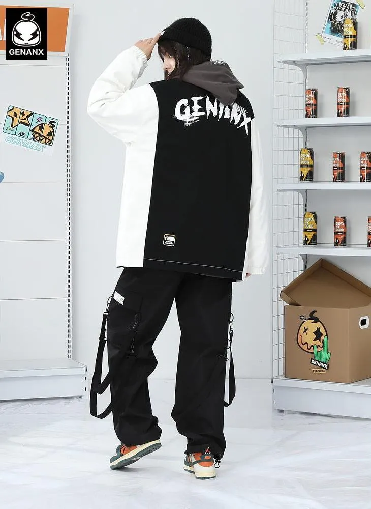 Logo Print Contrast Color Lapel Jacket