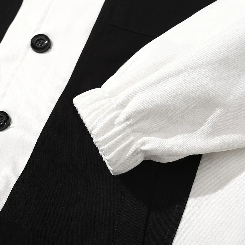 Logo Print Contrast Color Lapel Jacket