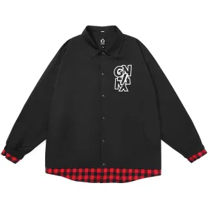 Meal Series Fake Two-piece Color-block Check Hot Pot Print Jacket