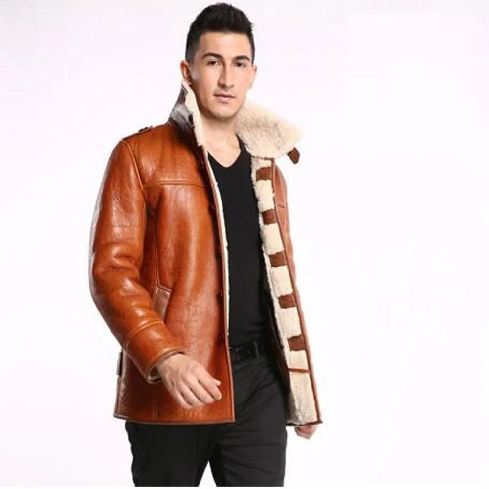 Men's Shearling Coat B3 Men Parka Pilot Outerwear Motorcycle Fur Jacket