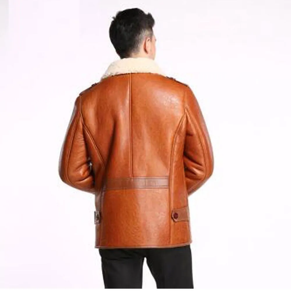 Men's Shearling Coat B3 Men Parka Pilot Outerwear Motorcycle Fur Jacket
