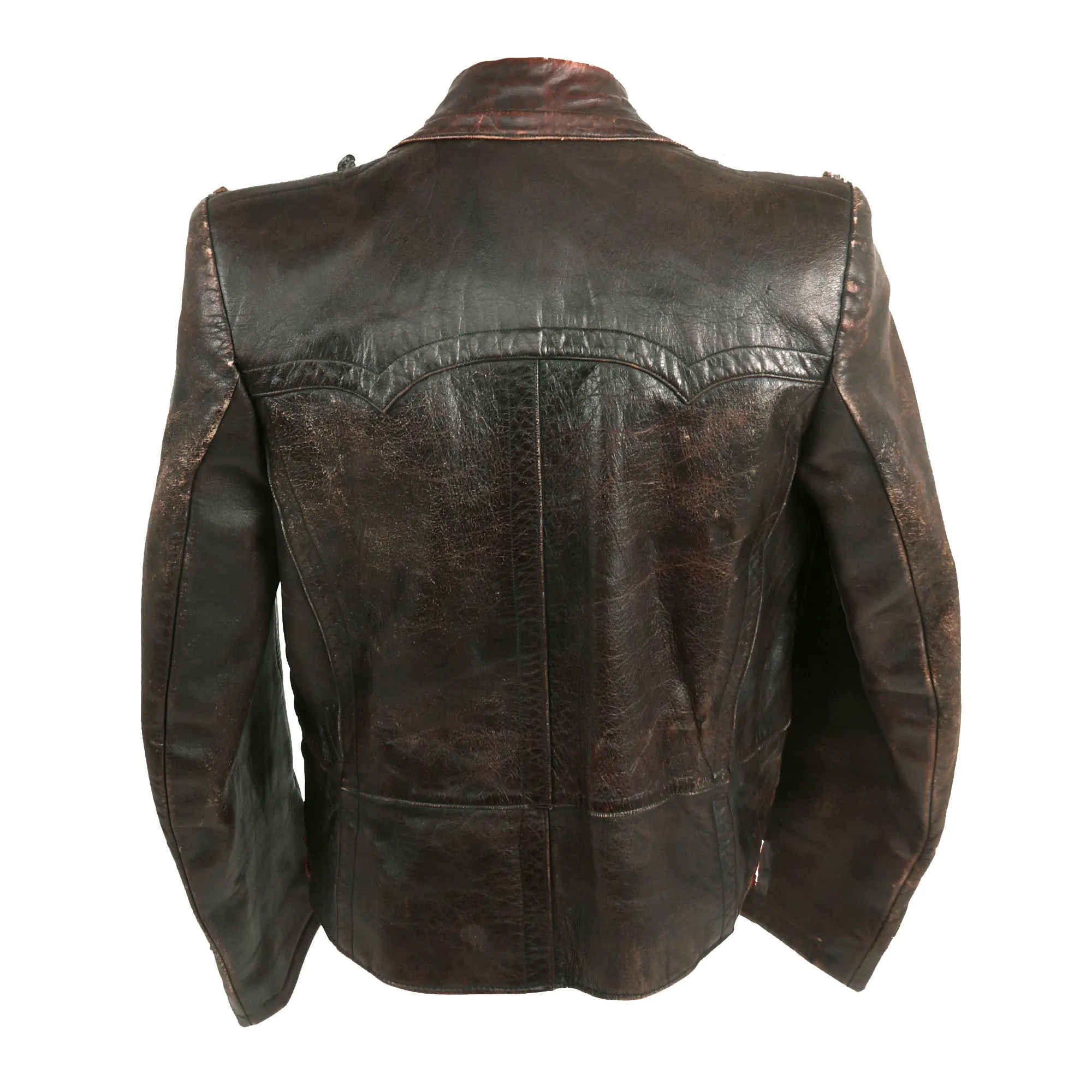 Original German WWII Luftwaffe Pilot / Panzer Tanker Style Private Purchase Double Breasted Brown Leather Jacket