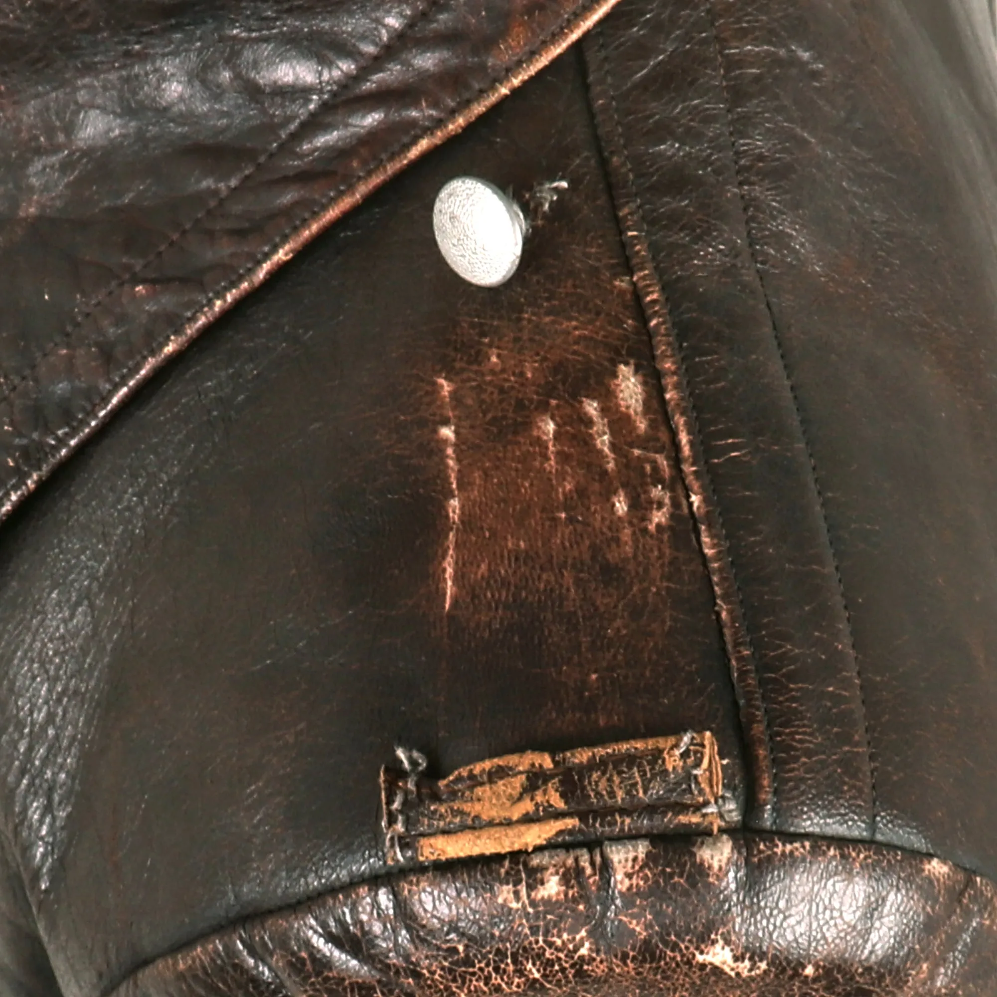 Original German WWII Luftwaffe Pilot / Panzer Tanker Style Private Purchase Double Breasted Brown Leather Jacket