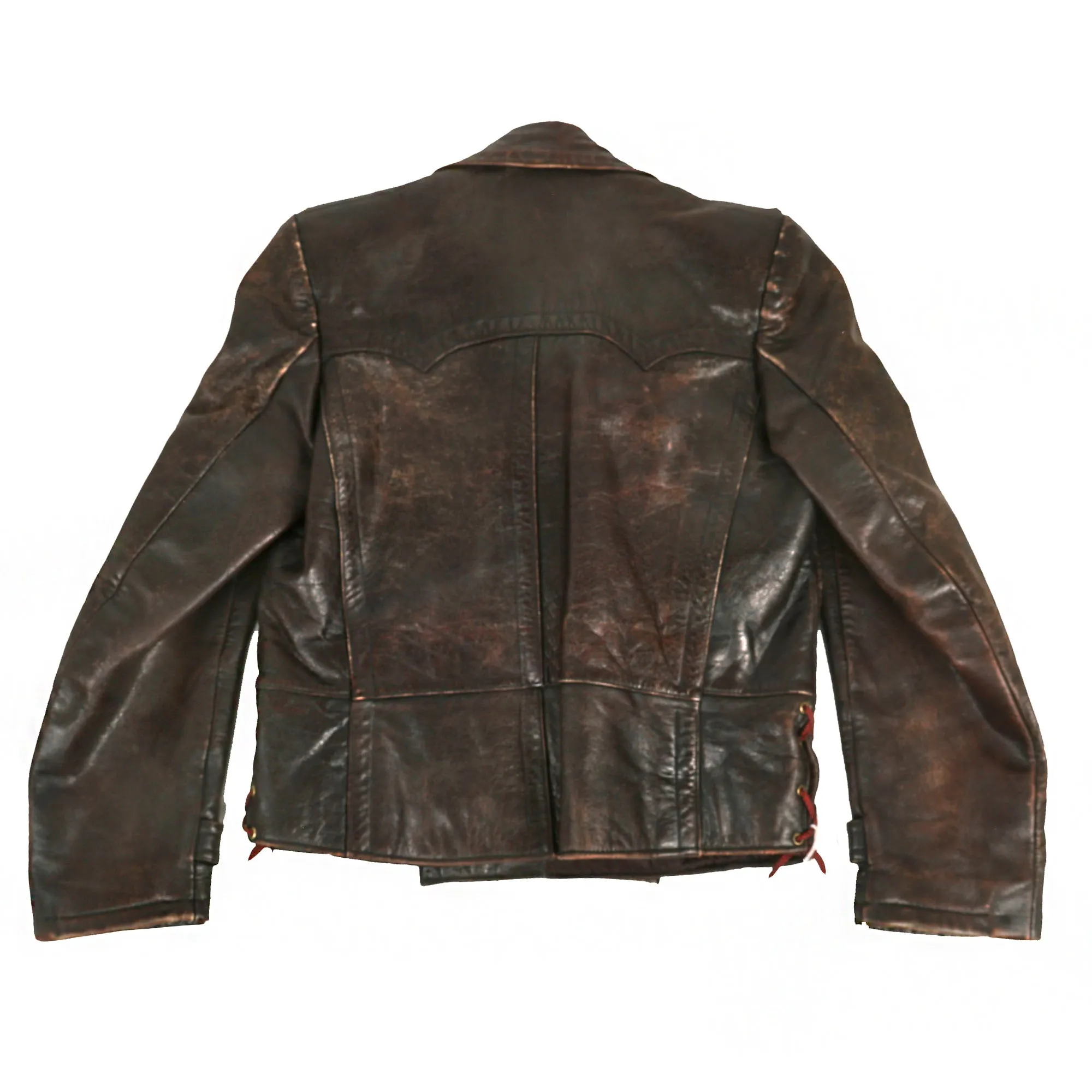 Original German WWII Luftwaffe Pilot / Panzer Tanker Style Private Purchase Double Breasted Brown Leather Jacket