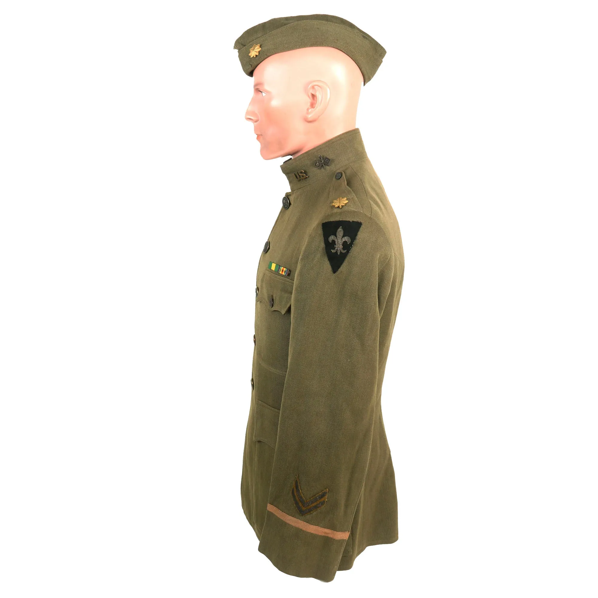 Original Identified WWI US District of Paris Signal Corps Major Officer’s Uniform - Wounded in Action