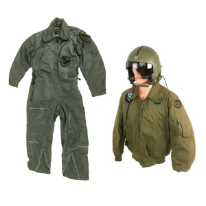 Original U.S. Vietnam War Cold Weather Flight Jacket, Flying Suit and APH-5 Helicopter Pilot Grouping - (3) Items