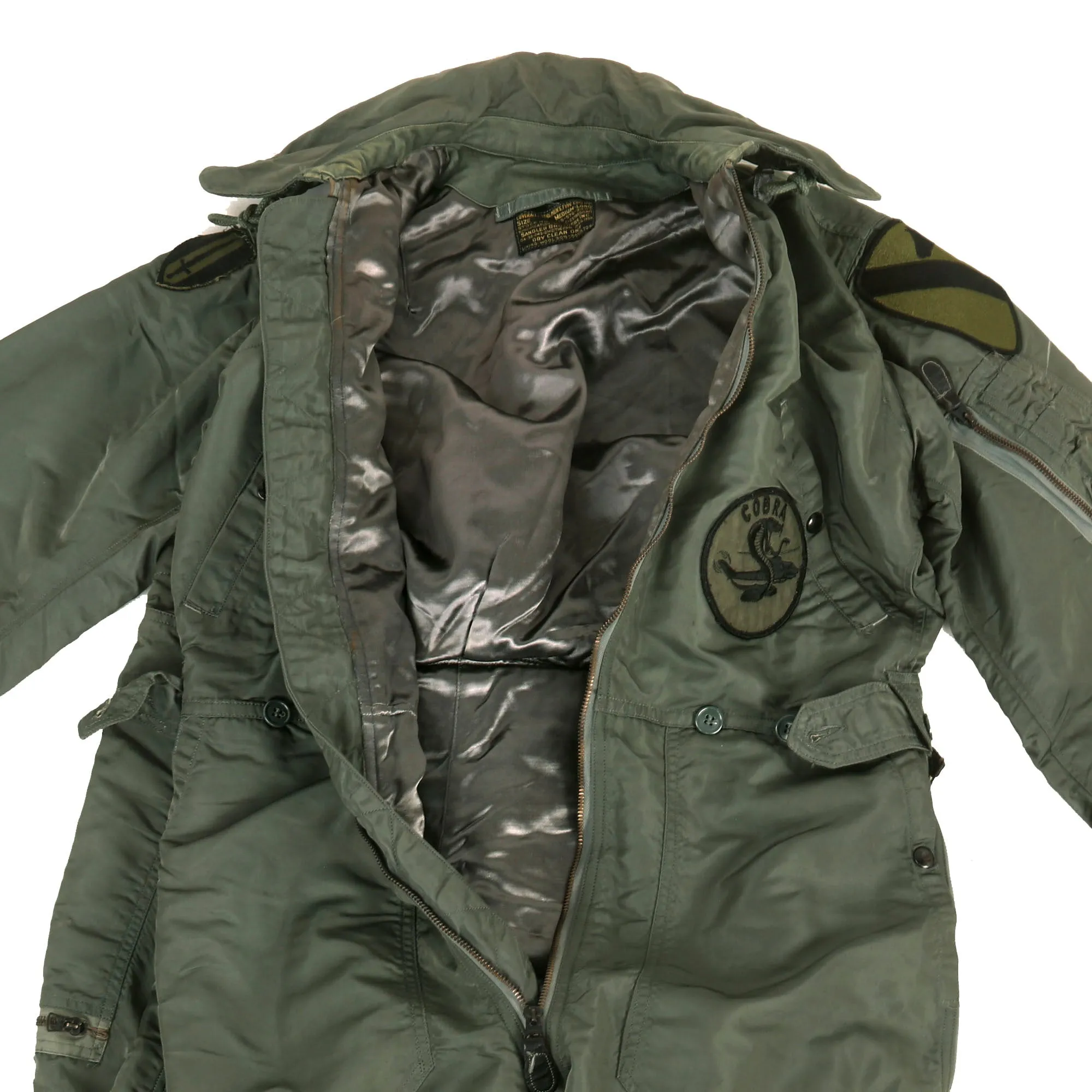 Original U.S. Vietnam War Cold Weather Flight Jacket, Flying Suit and APH-5 Helicopter Pilot Grouping - (3) Items